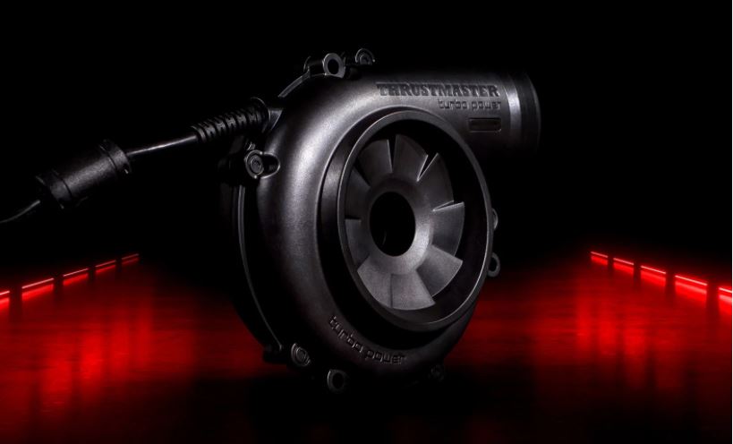 Thrustmaster T-GT II Racing Wheel's external power supply is on display